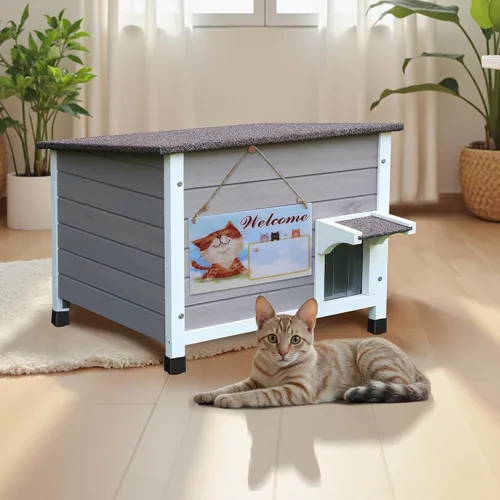 Vista 9 de Rockever Casa aislada para gatos, 100% aislada, para exteriores, para invierno, exteriores, para gatos salvajes, resistente a la intemperie, diseño