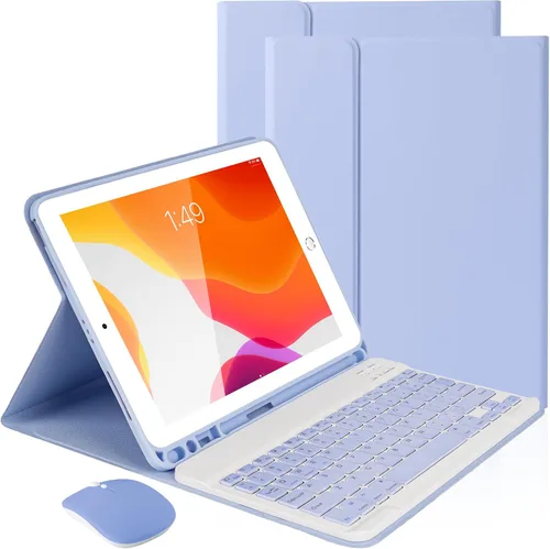 Vista 17 de SOPPY Funda con teclado Bluetooth con mouse para iPad de 6ª/5ª generación, iPad Pro de 9.7 pulgadas, Air 1/2, teclado inalámbrico desmontable