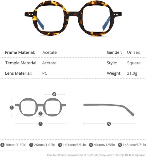 Vista 3 de HEPIDEM Marco de lentes de acetato para hombre, lentes ópticos retro redondos cuadrados