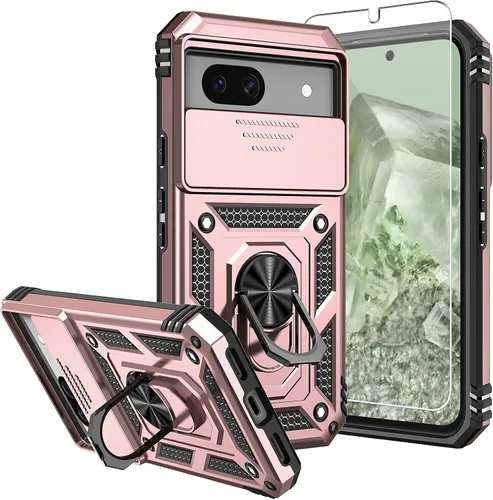 Vista 9 de Funda para Pixel 7a, con protectores de pantalla y funda para cámara, [grado militar] de 16 pies. Funda protectora probada contra caídas con soporte