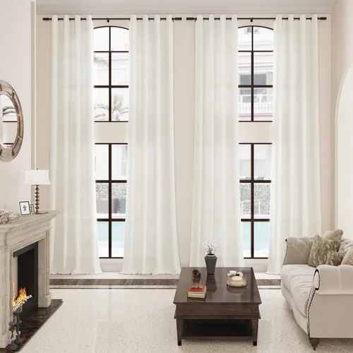 Vista 82 de Cortinas de lino negro para dormitorio y sala de estar de 84 pulgadas de largo, juego de 2 paneles, para habitación de niños, filtro de luz
