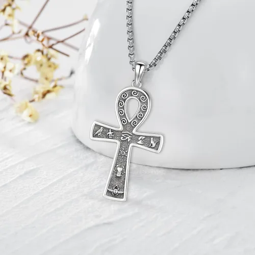 Vista 103 de Collar de pentagrama de plata de ley con triple luna, diosa celta, nudo celta, nudo de brujas, Ankh, sol y luna, Hécate, lilith, Santa Muerte