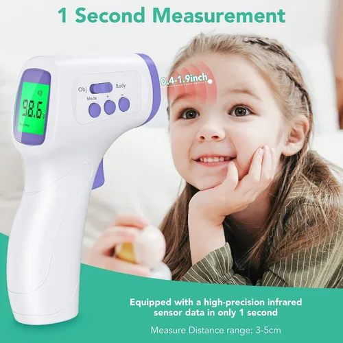 Vista 6 de Termómetro infrarrojo para la frente, termómetro infrarrojo digital sin contacto para adultos, niños, bebés con pantalla LCD digital 3 en 1