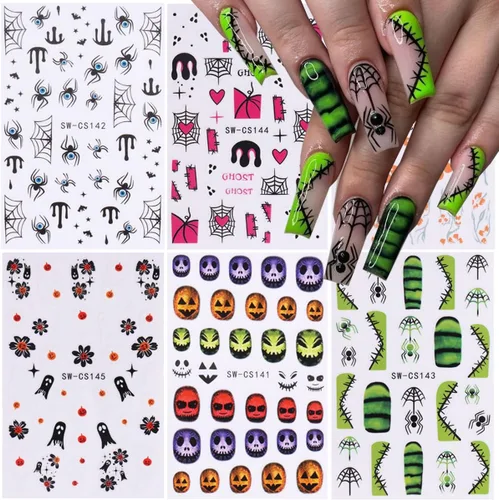 Vista 45 de 5 hojas de calcomanías de arte de uñas de mariposa, 3D coloridas mariposas, suministros de arte de uñas, mariposas, flores, calcomanías Con