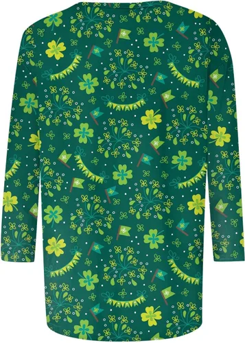 Vista 4 de Blusas de verano para mujer, estilo casual, manga 34, cuello redondo, blusas tipo túnica casuales