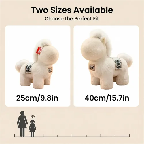 Vista 7 de Animales de peluche del Año del Caballo 2026 - Juguetes de peluche suaves de peluche, juguetes de mascota decoración del zodiaco, juguete suave