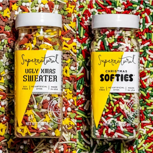 Vista 14 de Supernatural All Natural Sprinkles Juego de Navidad Sin Colorantes, Sin Colorantes Artificiales, Sin Soja, Sin Gluten, Vegano y Espolvoreados