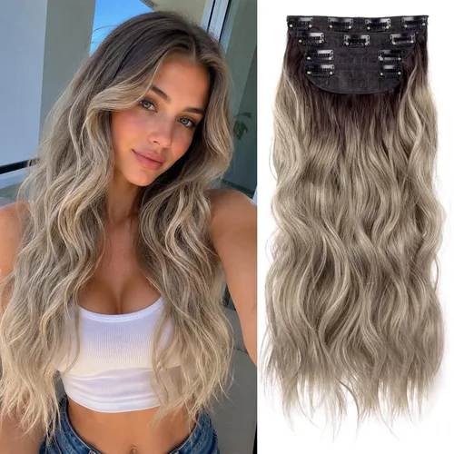 Vista 17 de Extensiones de cabello lacio con clip, suaves y gruesas (20 pulgadas, 4 unidades, 16H613#)