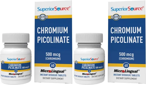 Vista 11 de Superior Source Cromo de 500 mcg, tabletas microlingües de disolución rápida, 100 unidades, promueve el metabolismo saludable de proteínas y azúcar