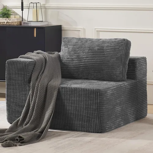 Vista 46 de Furnify Sofá modular tapizado de espuma de 30", Sofá de piso tapizado con almohada, Silla puf para dormitorio y sala de estar, No requiere