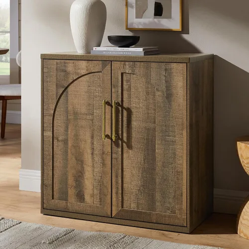 Vista 25 de ACCOHOHO - Aparador de puerta arqueada, color negro Modular, Multi-Compartment Storage, Adjustable Shelf, Soft Close Hinges, Freestanding, for