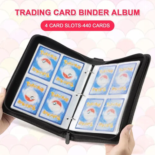 Vista 6 de CLOKORIA Carpeta de Tarjetas para Niñas, Estuche Porta Tarjetas Coleccionables de 440 Tarjetas con 55 Fundas, 4 Bolsillos para Colección de Tarjetas