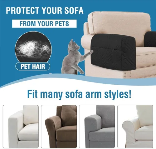 Vista 7 de Fundas para reposabrazos para sillas y sofás, protector antideslizante para brazos de sofá para perros, gatos y mascotas, resistente al agua, funda