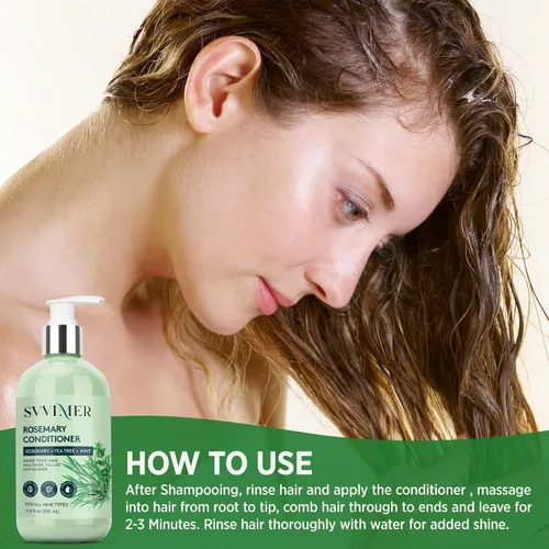 Vista 7 de Svvimer Acondicionador engrosador de romero: Producto hidratante espesante con biotina para mujeres y hombres - para cabello dañado, seco y fino 350