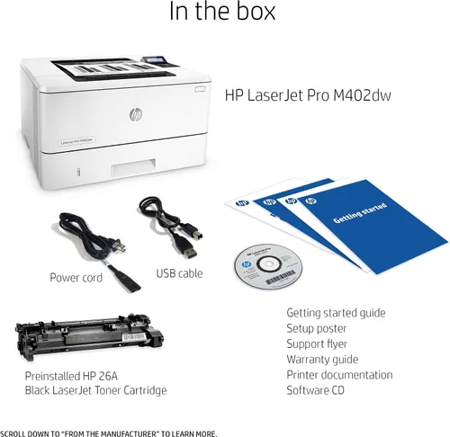 Vista 5 de HP LaserJet Pro M402dw Impresora láser inalámbrica con impresión de doble cara, lista para reabastecimiento de Amazon Dash (C5F95A)