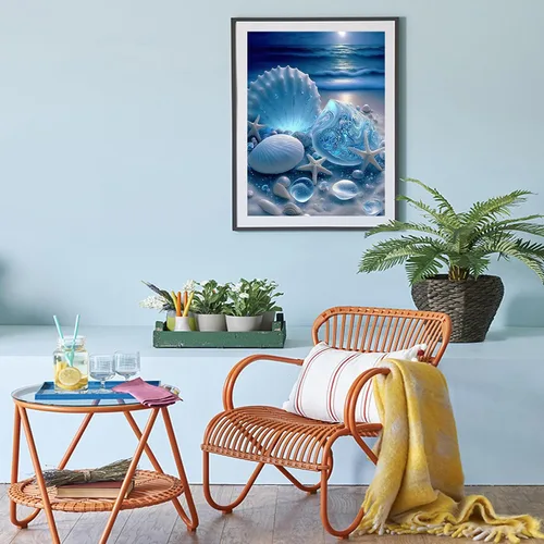 Vista 4 de bleihum Diamond Art Beach - Kits de pintura de diamantes oceánicos para adultos, manualidades y manualidades con gemas 5D para adultos