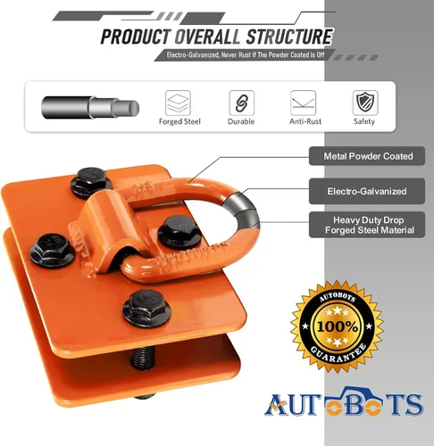 Vista 3 de AUTOBOTS Anillos en D de 1/2 pulgada para remolques de alta resistencia, anclaje de amarre de remolque, máximo 12,000 libras, incluye accesorios