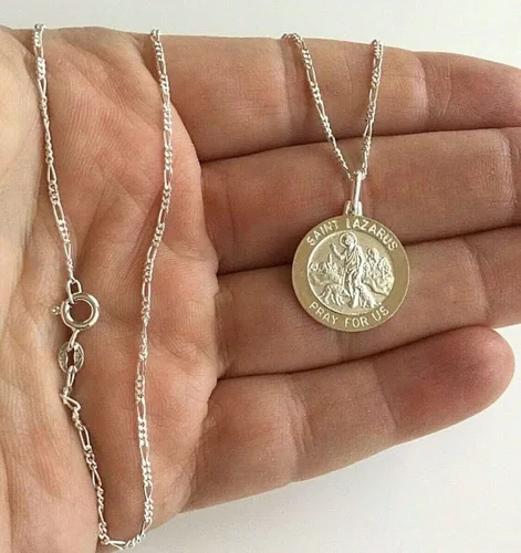 Vista 2 de Collar de plata de ley 925 con diseño de San Lázaro, 20.0in de largo, 0.709in de largo