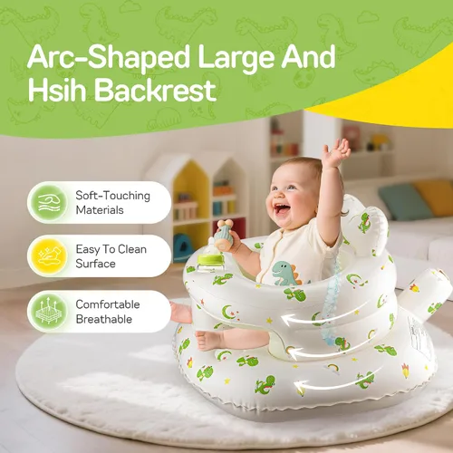 Vista 8 de Asiento inflable para bebés de 3–36 meses, Silla de piso Sit Me Up de SSyang con bomba de aire incorporada, Silla de bebé de apoyo para aprender a