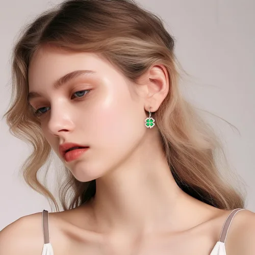 Vista 81 de Aretes colgantes de plata de ley con diseño de árbol de la vida, flor, abeja, animales, gato, colibrí, piedra lunar, turquesa, aretes con cierre