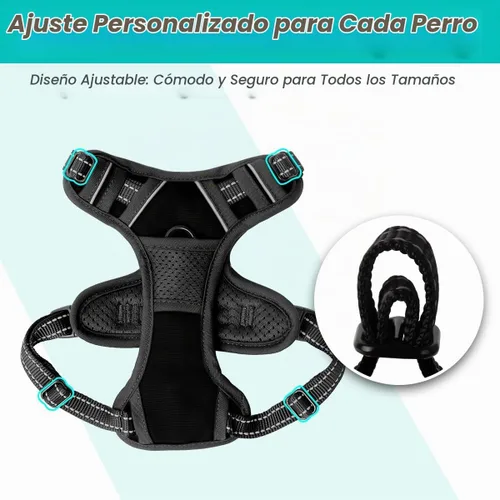 Vista 6 de BARKBAY Arnés para perro sin tirones para perros pequeños, ajustable, reflectante, cómodo, sin estrangulamiento, resistente, perfecto para Negro