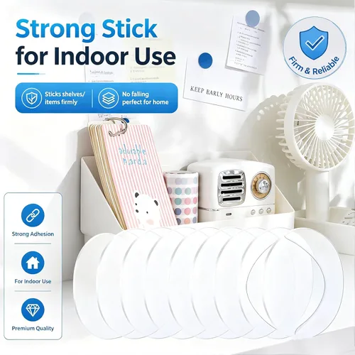 Vista 4 de ZOMPAGO 10 PIEZAS Cinta Adhesiva de Montaje Circular de Doble Cara Resistente - Impermeable, Fuerte Adherencia, Transparente, Alta Resistencia