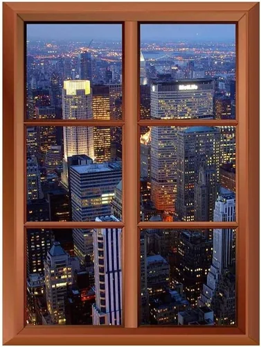 Vista 12 de wall26 Adhesivo de pared extraíble/mural de pared – A Veiw of Manhattan Skyline – Adhesivo de vinilo creativo para ventana – 24 x 32 pulgadas