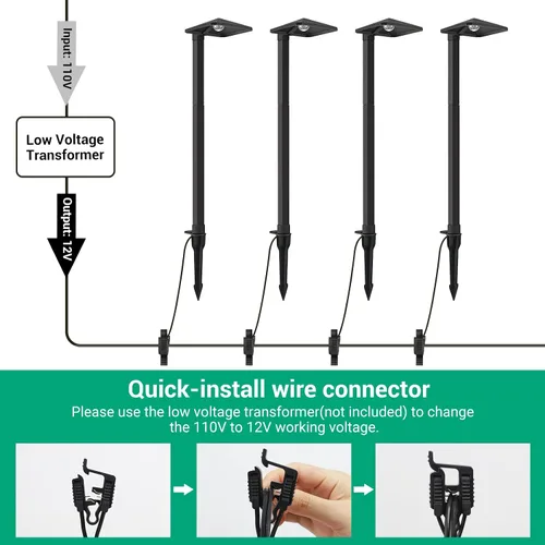 Vista 5 de EDISHINE Paquete de 10 conectores de cable de bajo voltaje, conectores de cable de iluminación de paisaje, impermeables, para iluminación