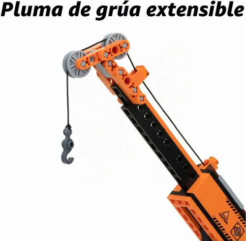 Vista 4 de Block Builder Juego de bloques de construcción de grúa móvil (475 piezas) y grúa torre de construcción. ¡Dos kits de construcción en un juego!
