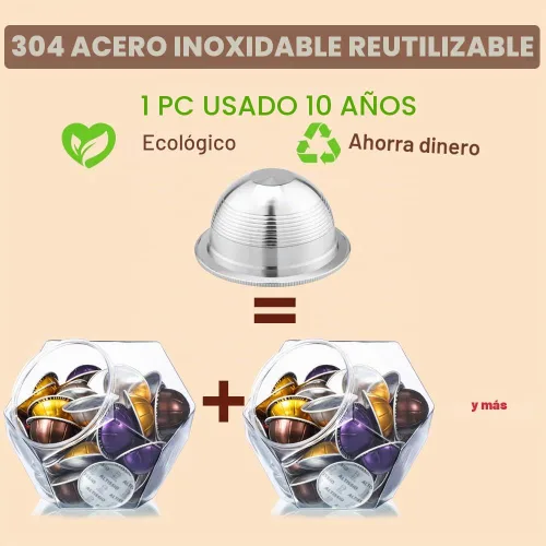 Vista 2 de CAPMESSO Cápsula de café reutilizable de acero inoxidable: cápsula de café recargable de metal para elaborar café expreso, compatible con Nespresso