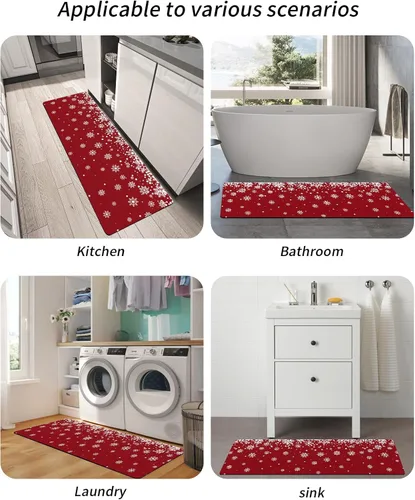 Vista 5 de Tapete de baño de copos de nieve de fantasía para bañera, antideslizante, de secado rápido y absorbente, tierra de diatomeas, fregadero, dormitorio
