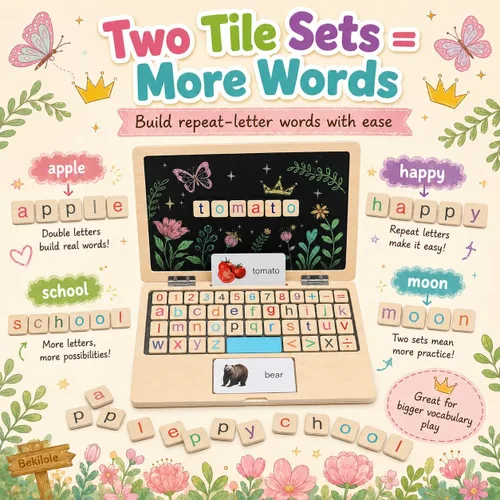 Vista 5 de Montessori Toys - Regalos de cumpleaños para niñas de 4 años, portátil floral de 11.8 pulgadas, artículos esenciales para la escuela en casa, juego