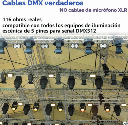 Vista 2 de SMALL-EYE Cables DMX de 5 pines de 3 pies, paquete de 2, 4 núcleos macho a
