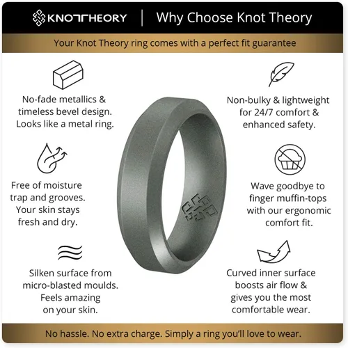 Vista 66 de Knot Theory - Anillo de boda de silicón para hombres y mujeres Anillos de goma finos de calidad superior con gran estilo, comodidad; son ideales
