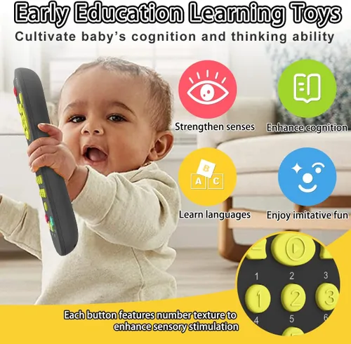 Vista 5 de KALUYA Juguete a distancia de TV para bebé, juguete de control remoto para niños pequeños, juego realista, educación temprana, juguetes musicales