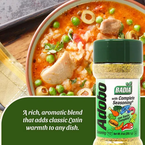 Vista 4 de Badia Adobo con condimento completo, 9 onzas, especias latinas multiusos para cocinar todos los días