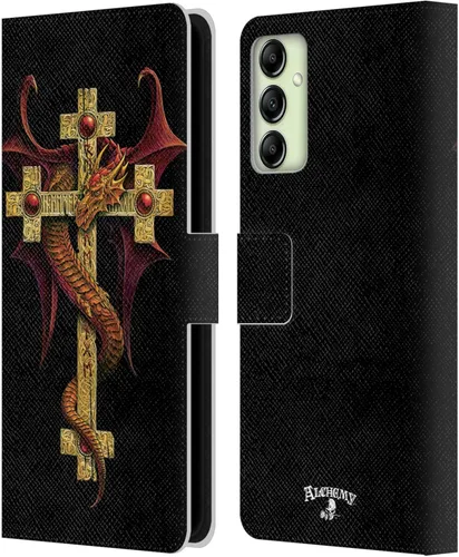 Vista 8 de Head Case Designs Officially Licensed Alchemy Gothic Caduceus Rex Dragon Leather Wallet Case Compatible with Samsung Galaxy A14 5G