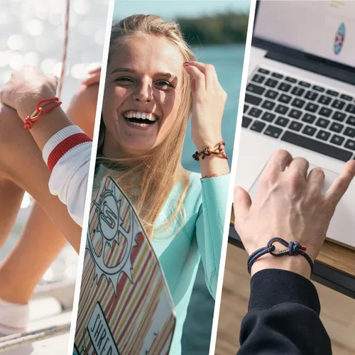 Vista 4 de Shkertik - Pulsera náutica ajustable para buscadores de aventura, pulsera de cuerda hecha a mano para hombres y mujeres, pulsera de cuerda náutica a