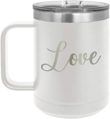 Vista 18 de Love Black 15 oz taza de café w/tapa superior deslizante Taza de café de viaje aislado Ideas de regalo de cumpleaños o Navidad de mujeres