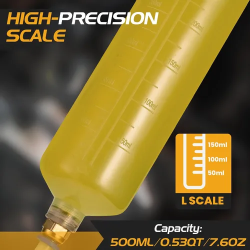 Vista 7 de SOWKIPE Bomba de Extracción de Líquido Automotriz de 500CC, Bomba de Extracción y Llenado Manual Premium con 2 Mangueras, Jeringa de Aceite