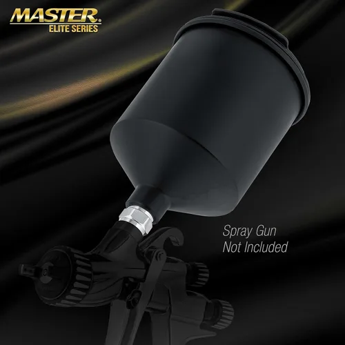 Vista 4 de Master Elite - Pistola de pintura en aerosol de alimentación por gravedad de aluminio negro de 20.3 fl oz con tapa de plástico sin goteo, taza se