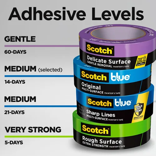 Vista 3 de Scotch Painter's Tape - Cinta de pintor original para múltiples superficies, 1.41 pulgadas x 60 yardas, 8 rollos, azul, cinta que protege