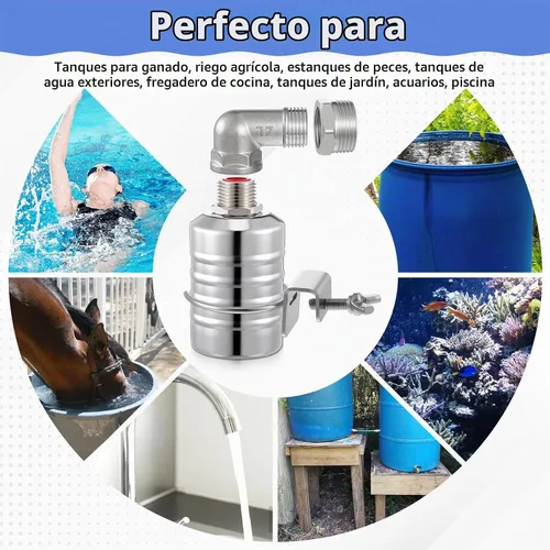 Vista 7 de Válvula de flotador de acero inoxidable 304 con control automático de nivel de agua, válvula de flotador de 1/2 a 3/4 pulgadas con cierre automático
