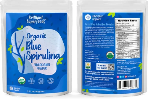 Vista 8 de Ellie's Best Polvo de espirulina azul orgánico (extracto de ficocianina), 60 porciones, sin olor, vegano, sin OMG, sin gluten, sin lácteos