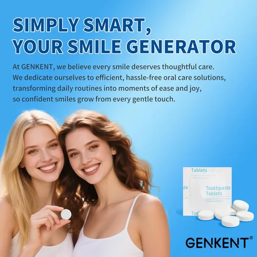 Vista 8 de GENKENT Tabletas de pasta de dientes, pastillas masticables sin flúor y plástico, ecológicas y aptas para viajes (60 unidades)