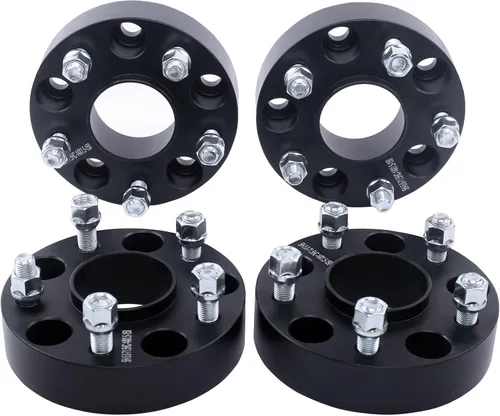 Vista 9 de 4 espaciadores de rueda centrados 5x115 de 1 pulgada con pernos de 0.551 x 0.059 in de orificio del cubo de 2.815 in compatibles con Dodge 5 Lug