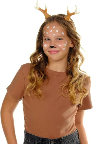 Vista 6 de Funcredible Diadema de cuernos de Navidad con tatuaje Diadema de cuernos de ciervo para mujer Diadema de reno para adultos Accesorios de disfraz