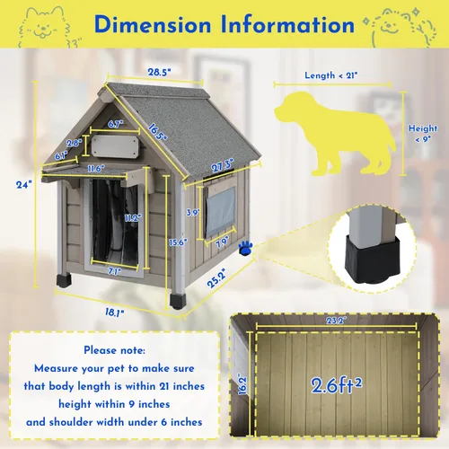 Vista 2 de Gowoodhut Casa para perros al aire libre, resistente a la intemperie, gran perrera de madera para interiores para perros pequeños con marco a prueba