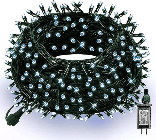 Vista 25 de Dazzle Bright - Guirnalda de luces de Navidad para exteriores, 1000 luces LED de 328 pies, enchufe de luz de hada con control remoto, 8 modos