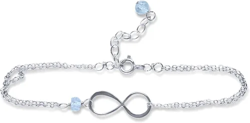 Vista 133 de Pulsera con dije de infinito con piedra natal, joyería hecha a mano, regalo para ella